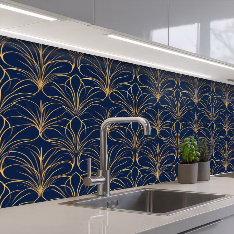 Keuken achterwand - Deco - Waaier - Blauw — 2