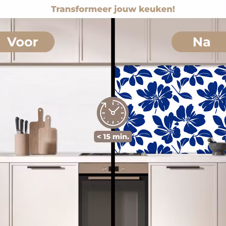 Keuken achterwand - Floraal - Modern - Blauw — 3