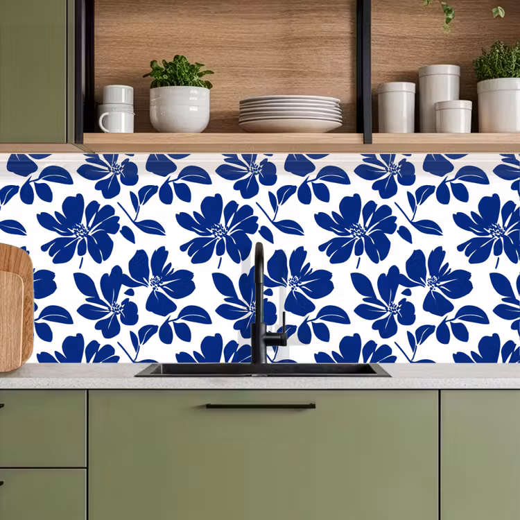 Keuken achterwand - Floraal - Modern - Blauw — 8