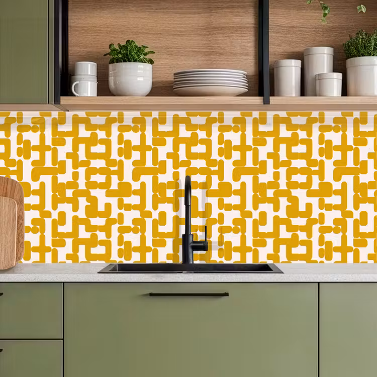 Keuken achterwand - Geel - Beige - Patroon — 8