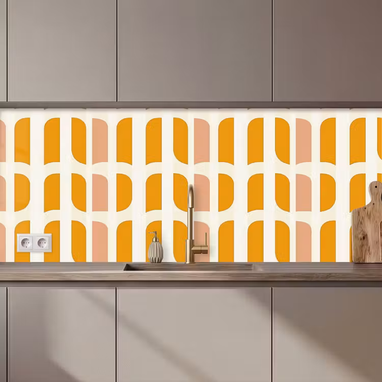 Keuken achterwand - Geometrisch - Patroon - Geel - Roze — 1