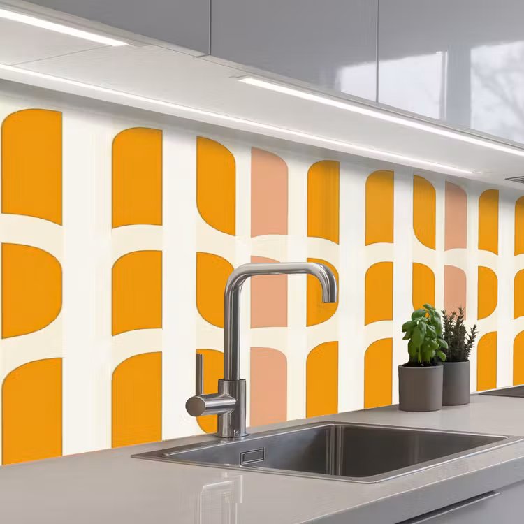 Keuken achterwand - Geometrisch - Patroon - Geel - Roze — 2