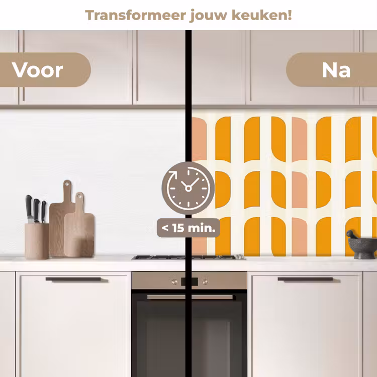 Keuken achterwand - Geometrisch - Patroon - Geel - Roze — 3