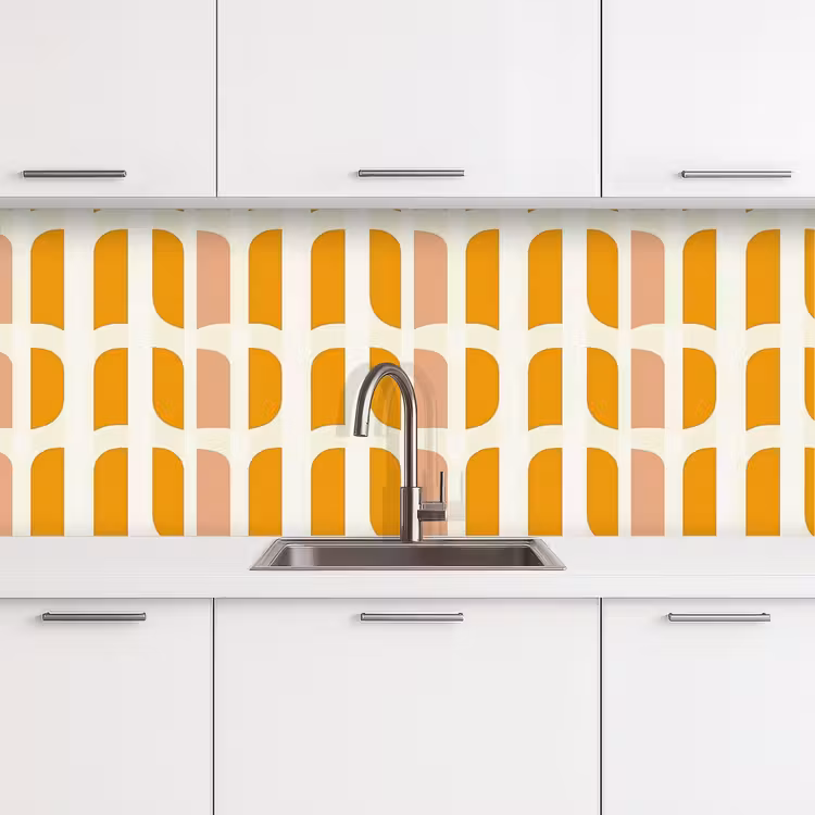 Keuken achterwand - Geometrisch - Patroon - Geel - Roze — 4