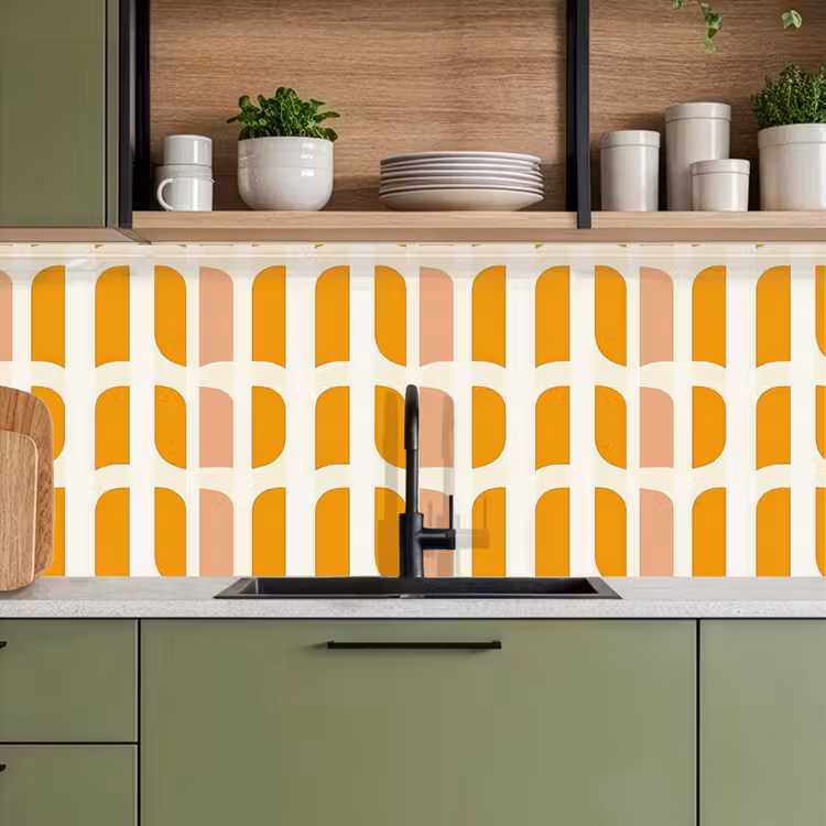 Keuken achterwand - Geometrisch - Patroon - Geel - Roze — 8