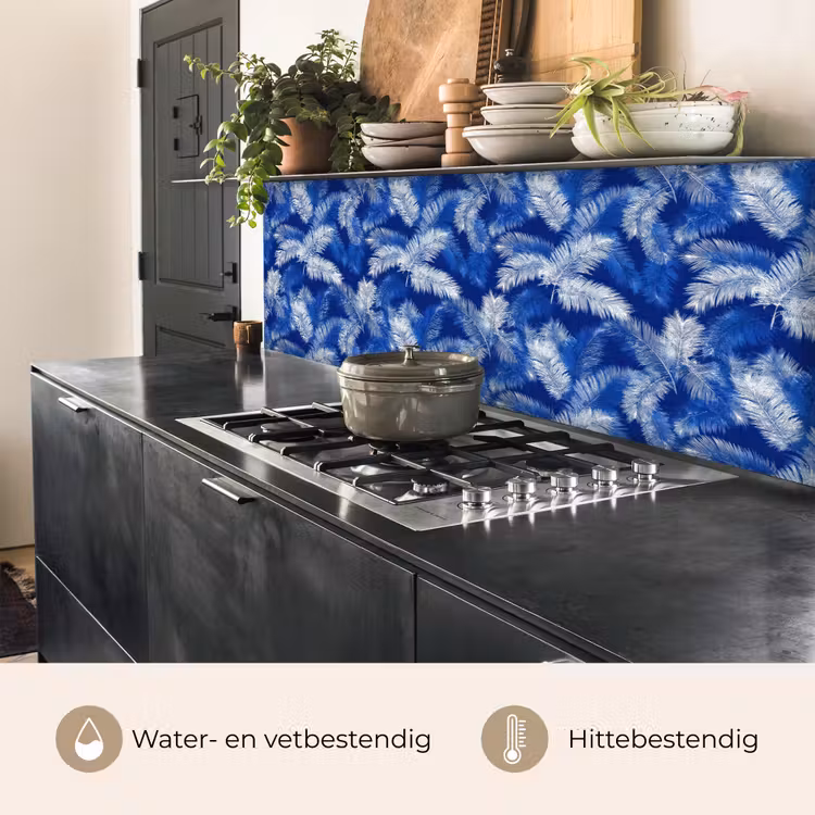 Keuken achterwand - Palmblad - Patroon - Blauw — 5