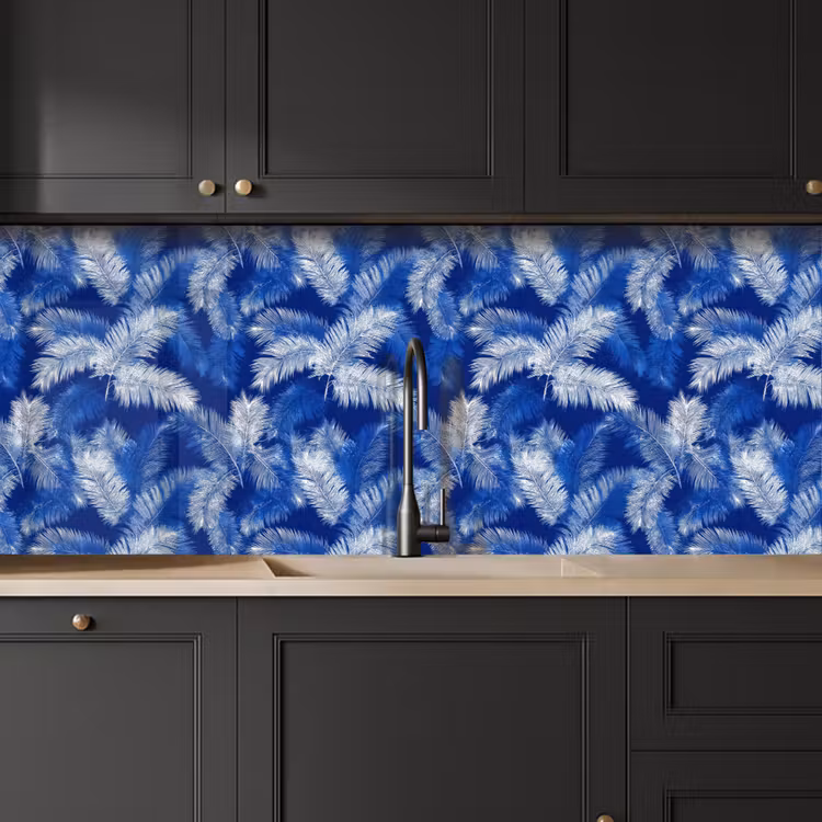 Keuken achterwand - Palmblad - Patroon - Blauw — 6