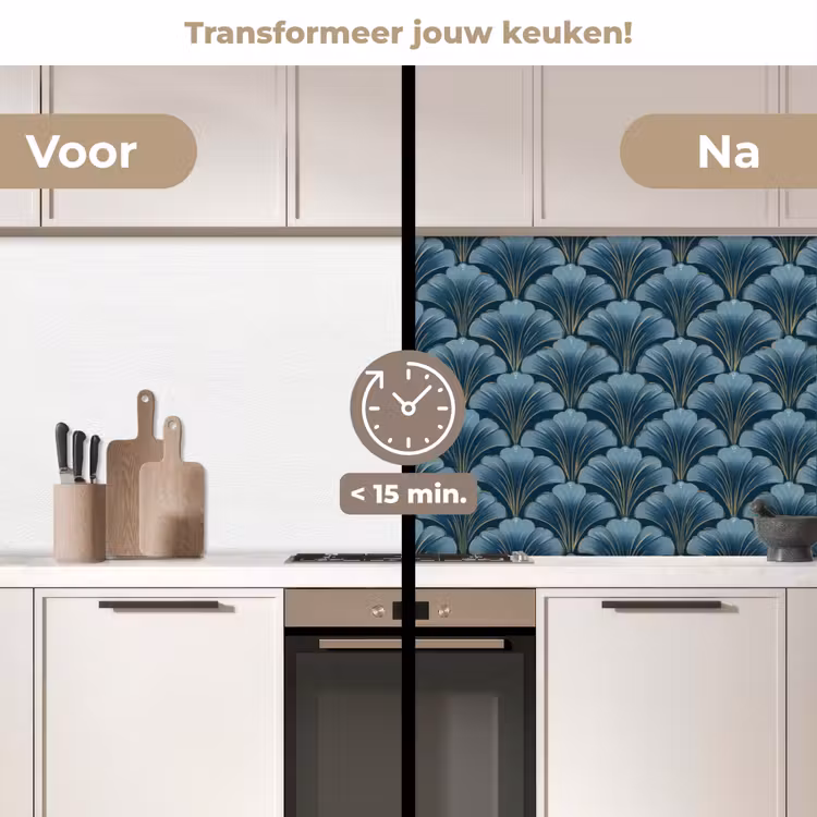 Keuken achterwand - Patroon - Ginkgoblad - Blauw — 3