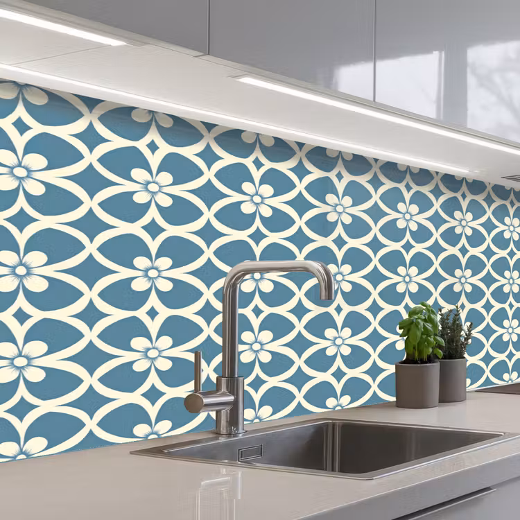 Keuken achterwand - Patroon - Symmetrisch - Blauw — 2