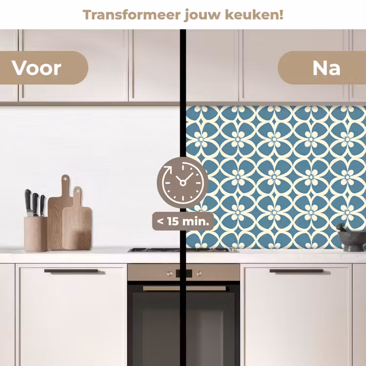 Keuken achterwand - Patroon - Symmetrisch - Blauw — 3
