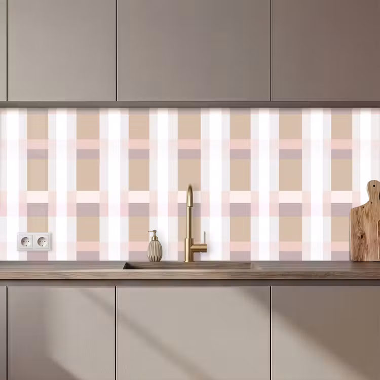 Keuken achterwand - Ruitpatroon - Aardetinten - Minimalistisch — 1