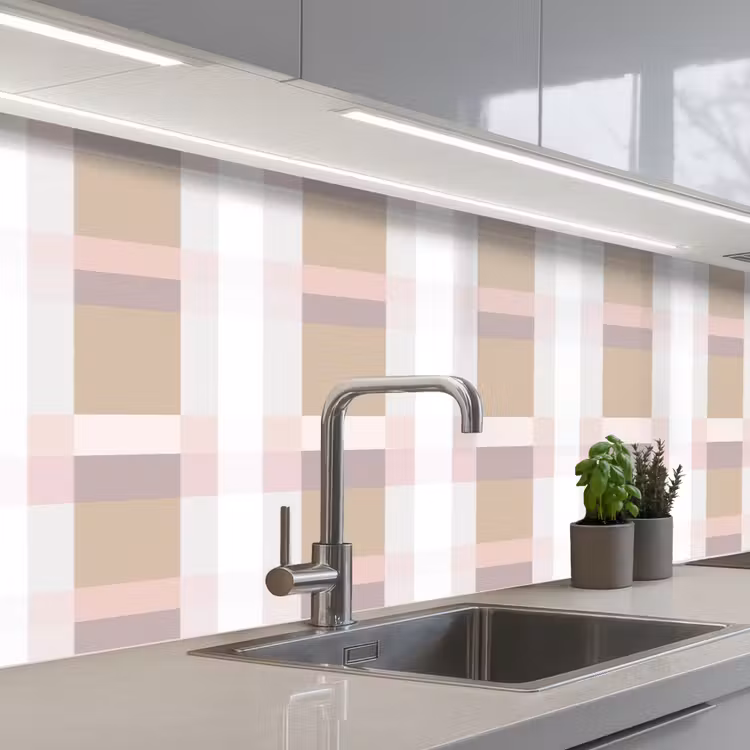 Keuken achterwand - Ruitpatroon - Aardetinten - Minimalistisch — 2