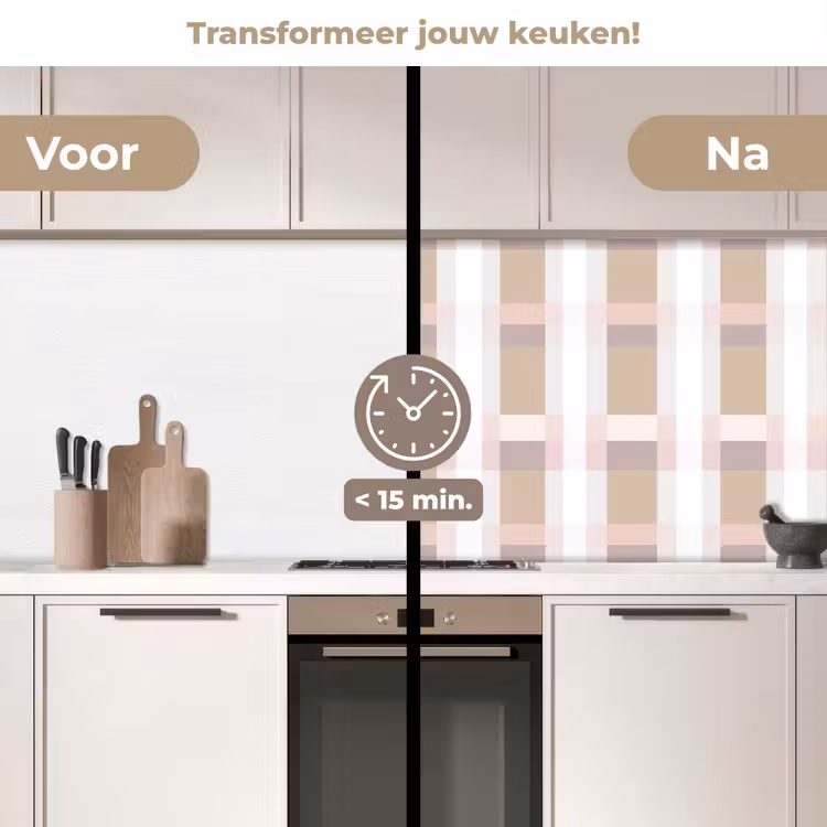Keuken achterwand - Ruitpatroon - Aardetinten - Minimalistisch — 3