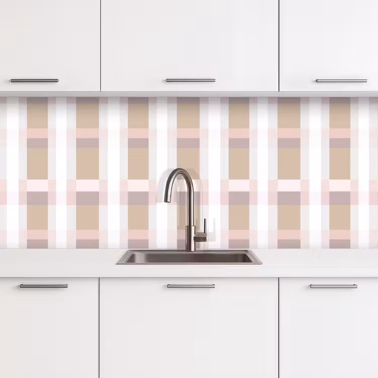Keuken achterwand - Ruitpatroon - Aardetinten - Minimalistisch — 4