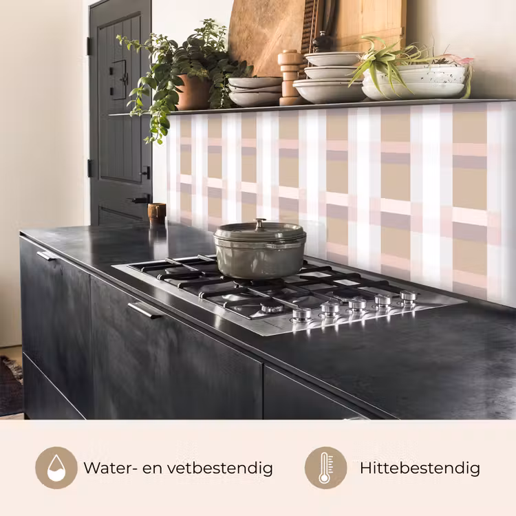 Keuken achterwand - Ruitpatroon - Aardetinten - Minimalistisch — 5