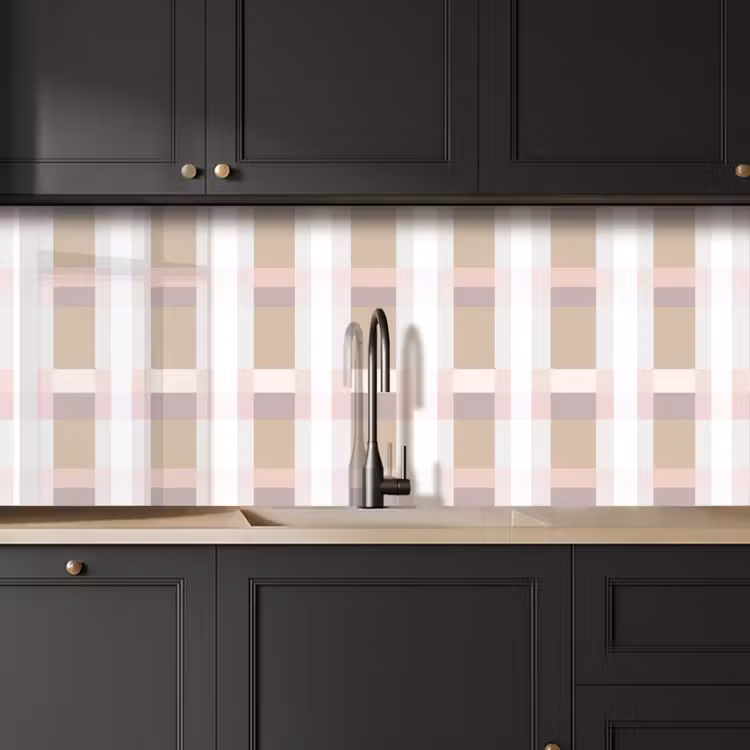 Keuken achterwand - Ruitpatroon - Aardetinten - Minimalistisch — 6