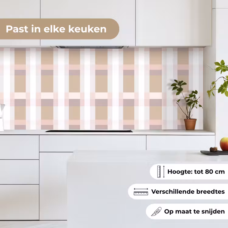 Keuken achterwand - Ruitpatroon - Aardetinten - Minimalistisch — 7