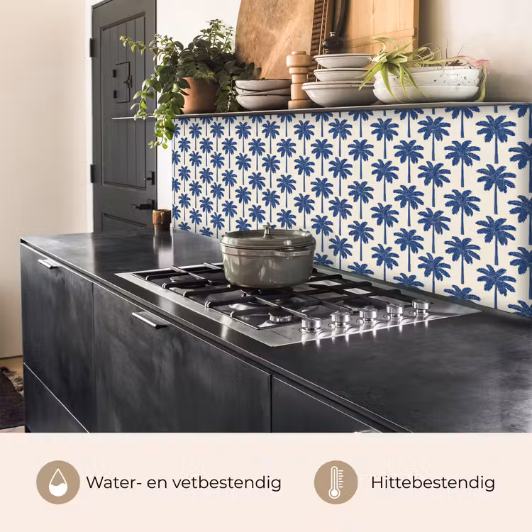 Keuken achterwand - Symmetrisch - Palm - Blauw — 5