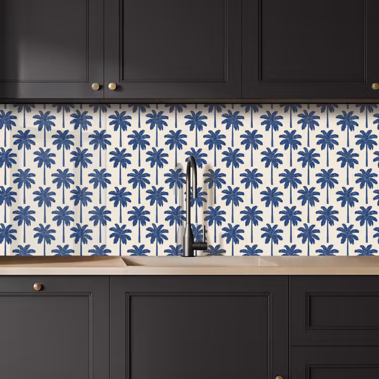 Keuken achterwand - Symmetrisch - Palm - Blauw — 6