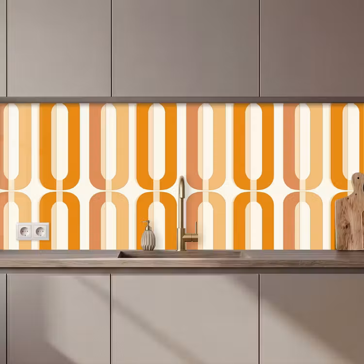 Keuken achterwand - U-vorm - Retro - Oranje — 1