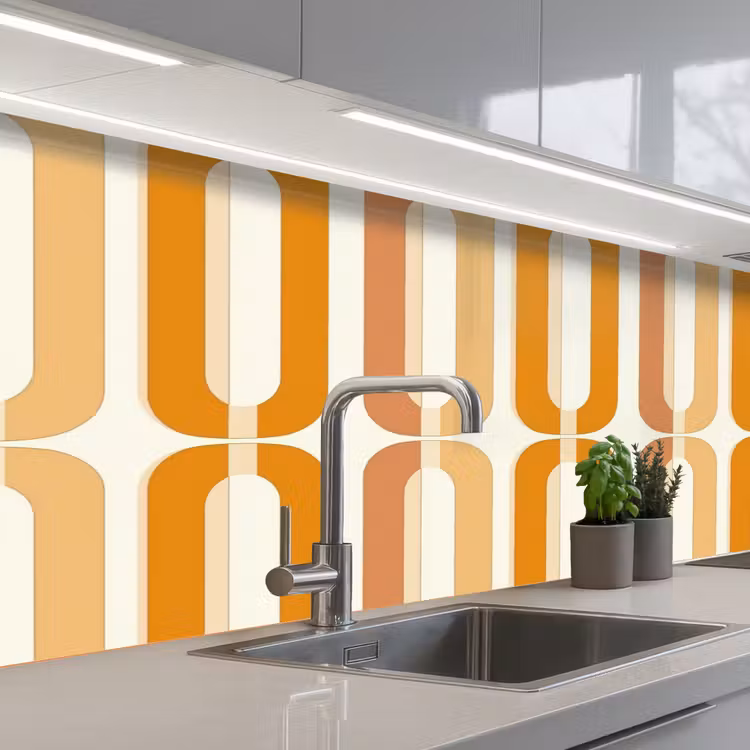 Keuken achterwand - U-vorm - Retro - Oranje — 2