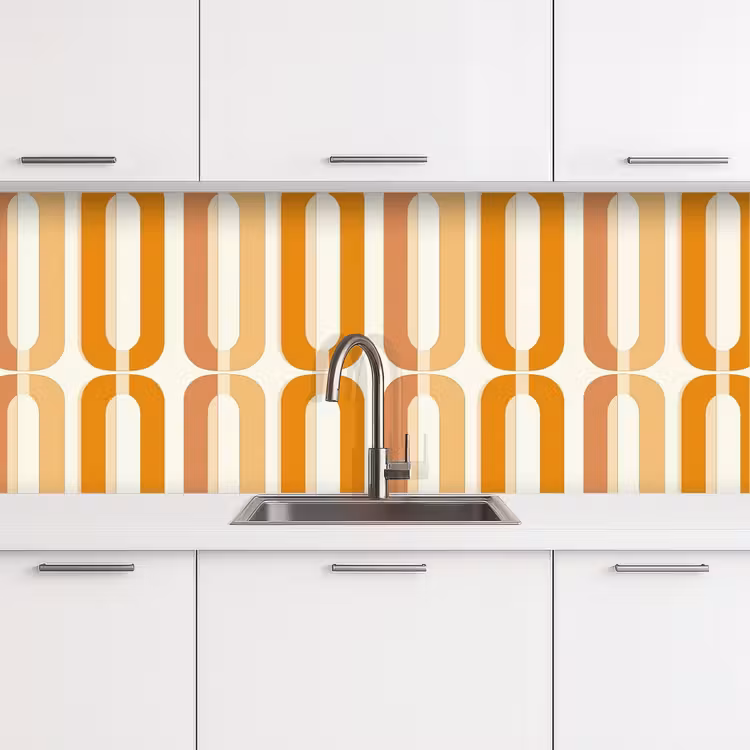 Keuken achterwand - U-vorm - Retro - Oranje — 4