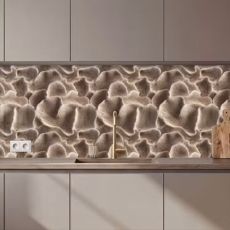 Keuken achterwand - Waaiervorm - Beige - Vezel textuur — 1