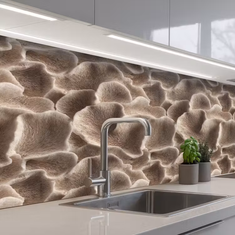 Keuken achterwand - Waaiervorm - Beige - Vezel textuur — 2