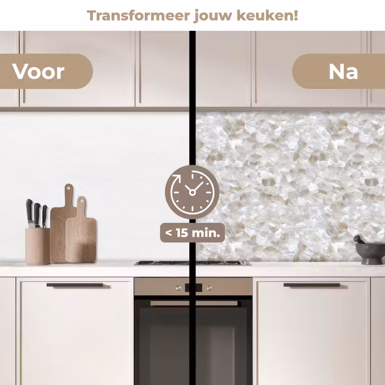 Keuken achterwand - Wit - Penseelstreken - Reliëfeffect — 3