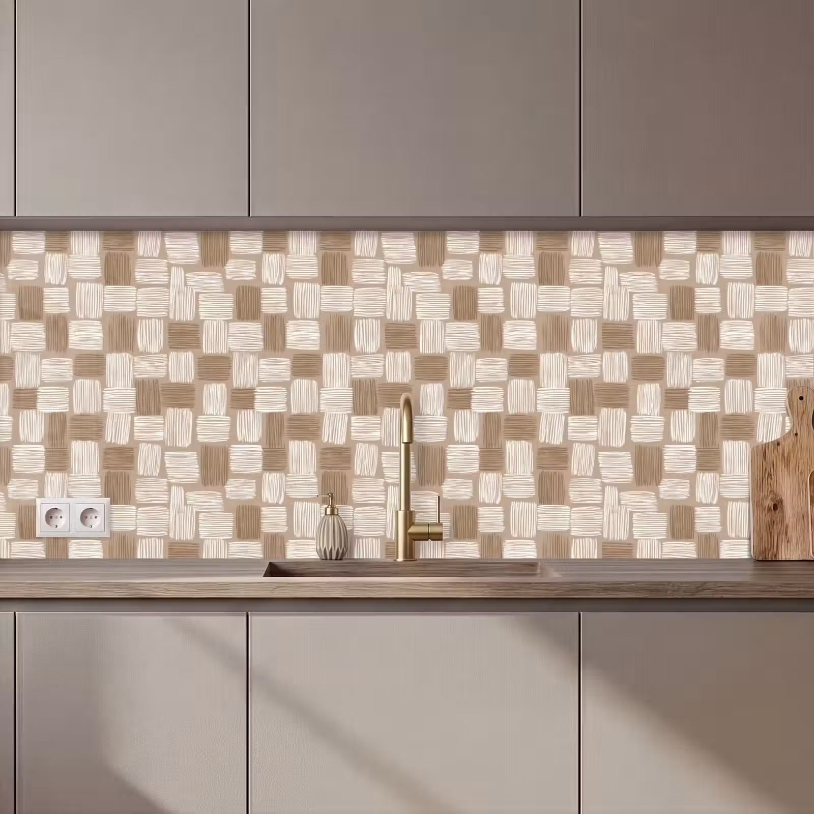 Keuken achterwand - Blok - Patroon - Bruin — 1