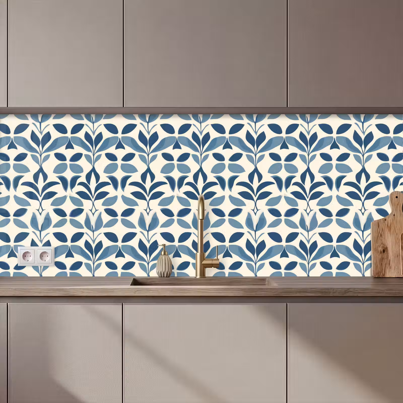 Keuken achterwand - Flora - Modern - Blauw — 1