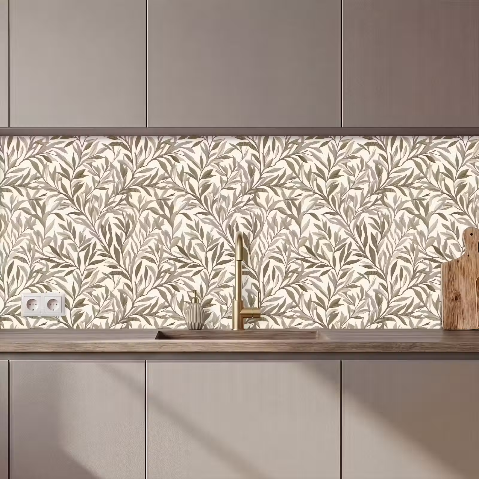 Keuken achterwand - Takken - Botanisch - Taupe — 1