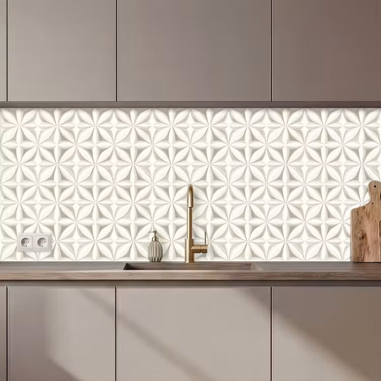 Keuken achterwand - Abstract - Structuur - Grijs - Wit — 1