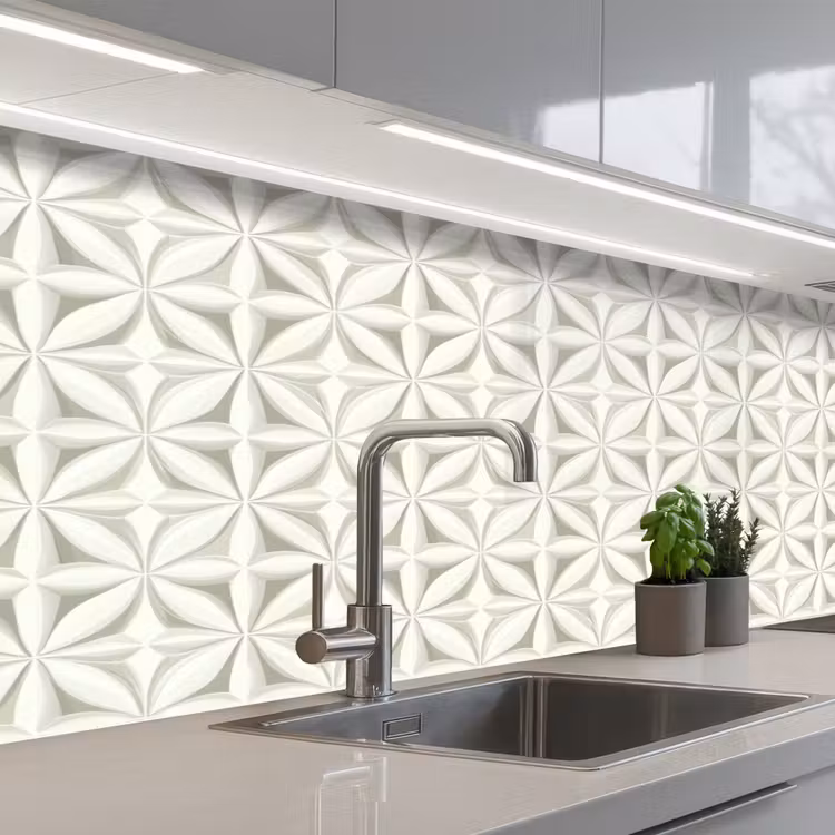Keuken achterwand - Abstract - Structuur - Grijs - Wit — 2