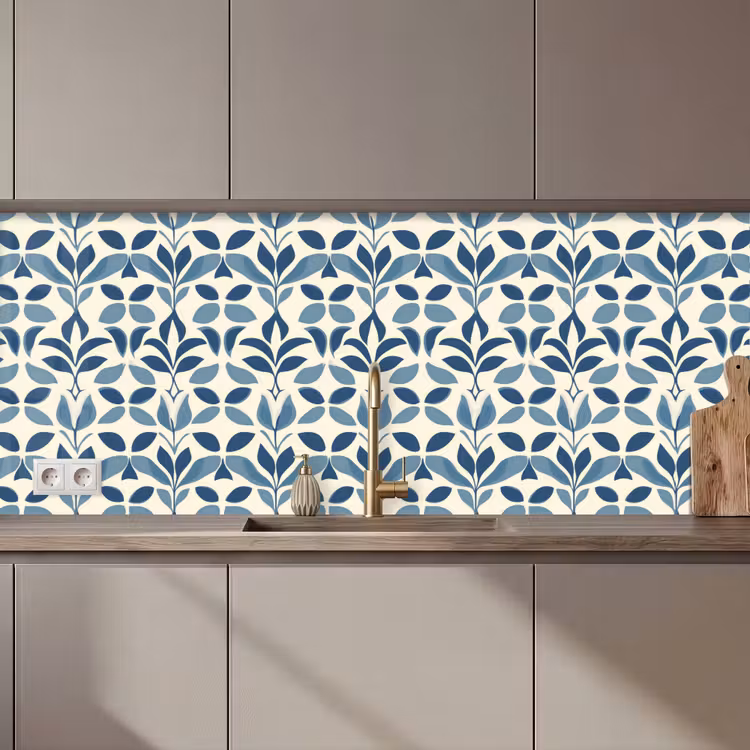 Keuken achterwand - Flora - Modern - Blauw — 1