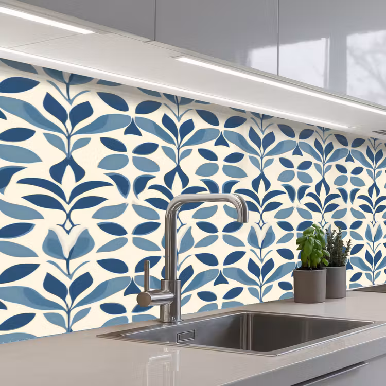 Keuken achterwand - Flora - Modern - Blauw — 2