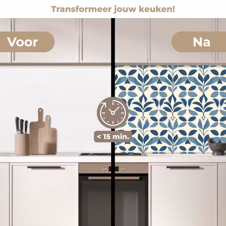 Keuken achterwand - Flora - Modern - Blauw — 3