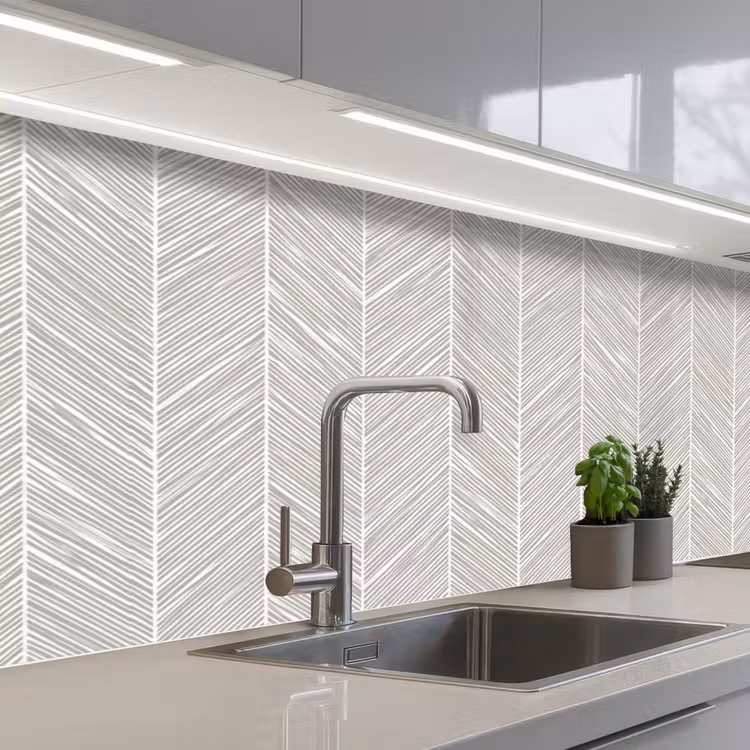 Keuken achterwand - Klassiek - Visgraat - Grijs — 2