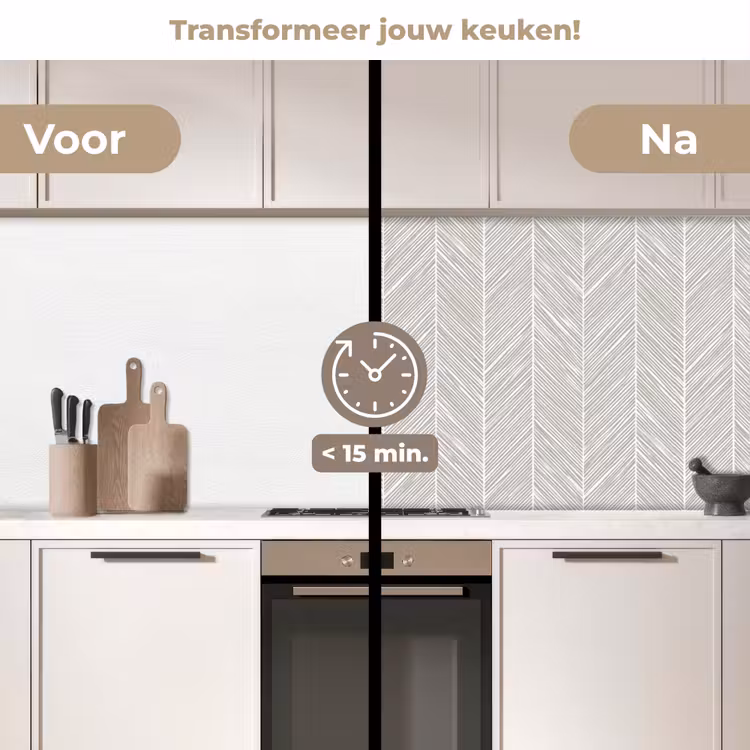 Keuken achterwand - Klassiek - Visgraat - Grijs — 3