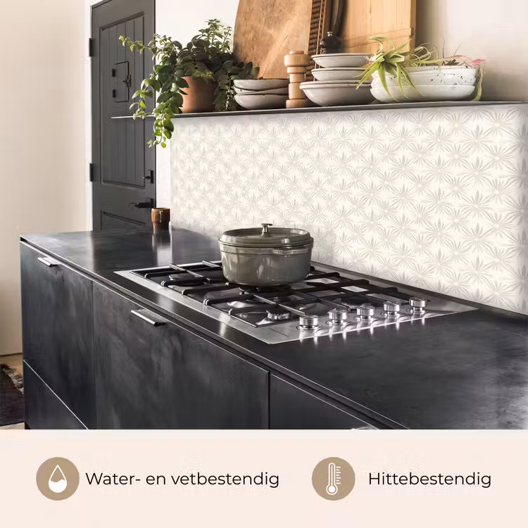 Keuken achterwand - Patroon - Bloemen - Beige — 5