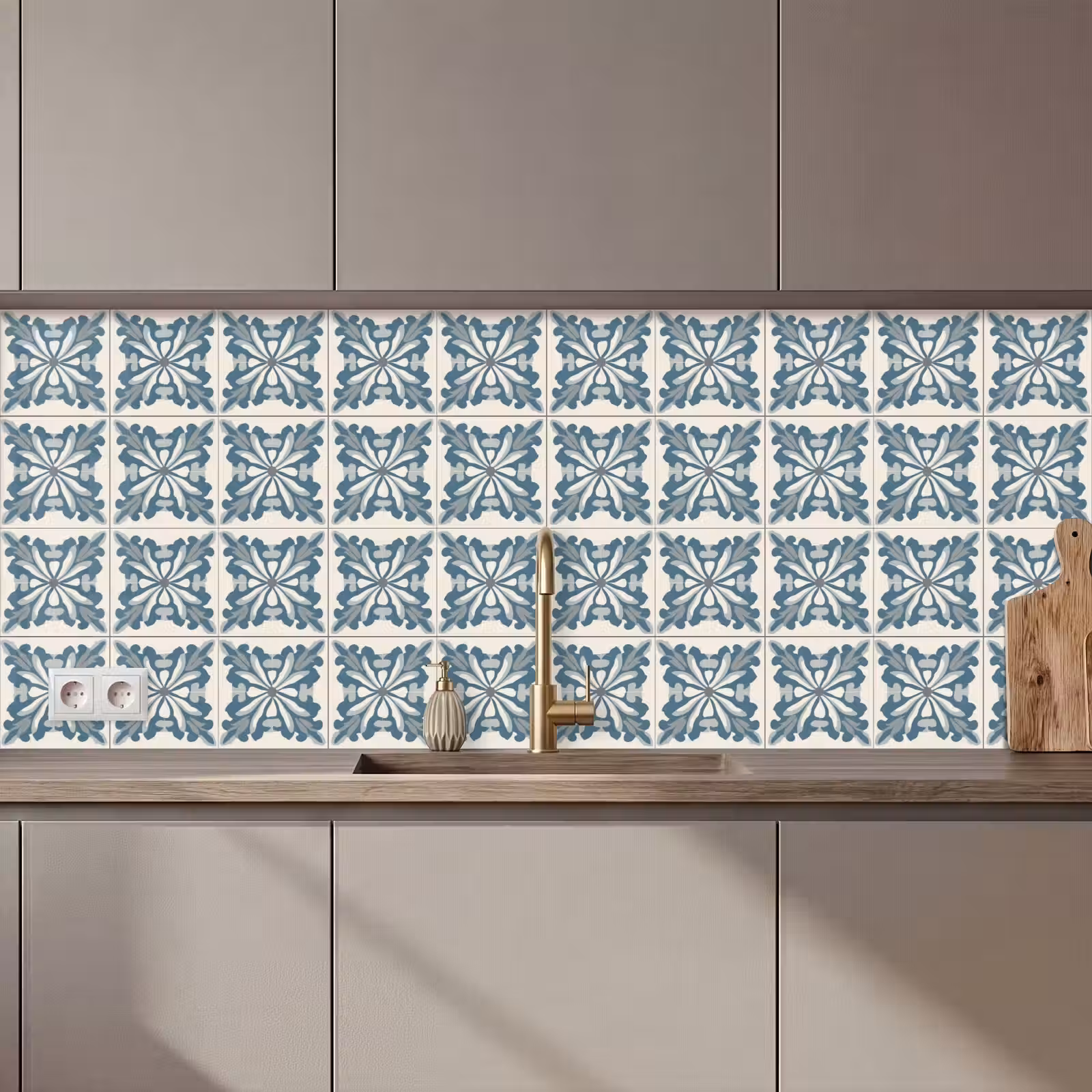 Keuken achterwand - Dessin - Tegel - Blauw — 1