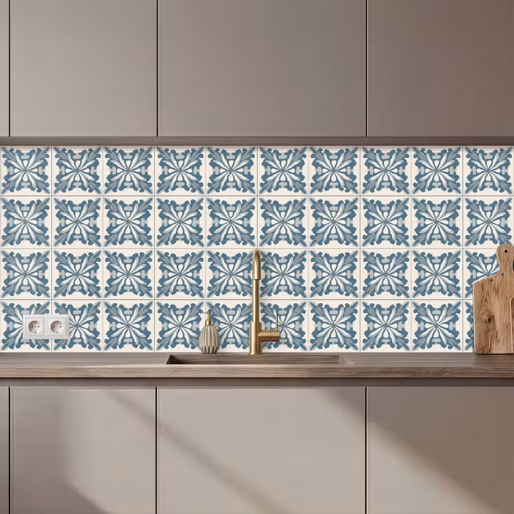 Keuken achterwand - Dessin - Tegel - Blauw — 1