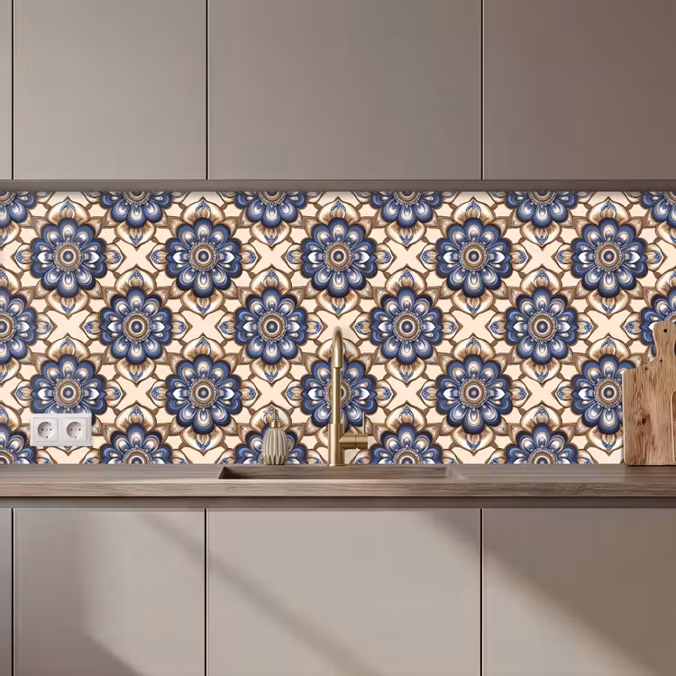 Keuken achterwand - Floraal - Ornament - Blauw — 1