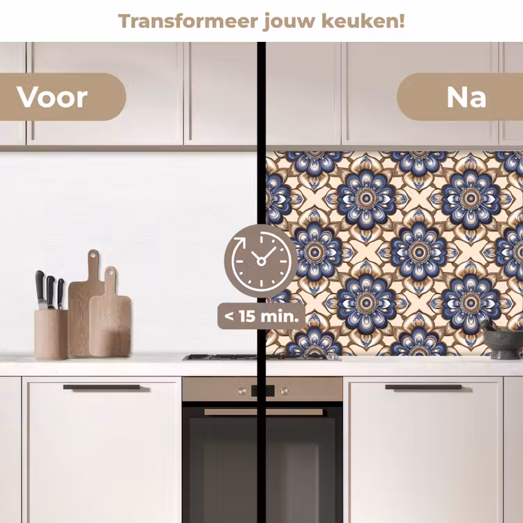 Keuken achterwand - Floraal - Ornament - Blauw — 3
