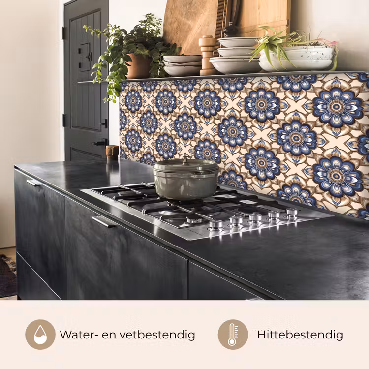 Keuken achterwand - Floraal - Ornament - Blauw — 5