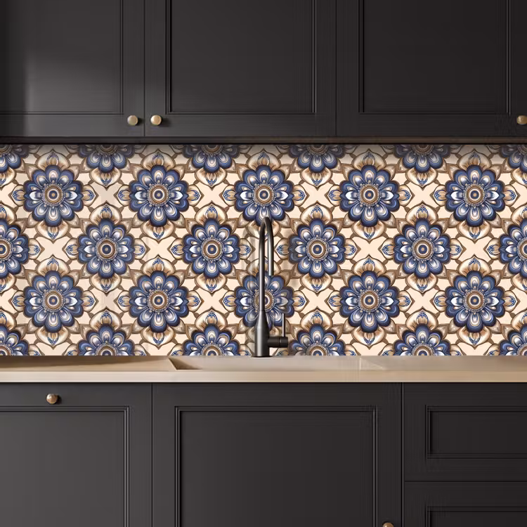 Keuken achterwand - Floraal - Ornament - Blauw — 6