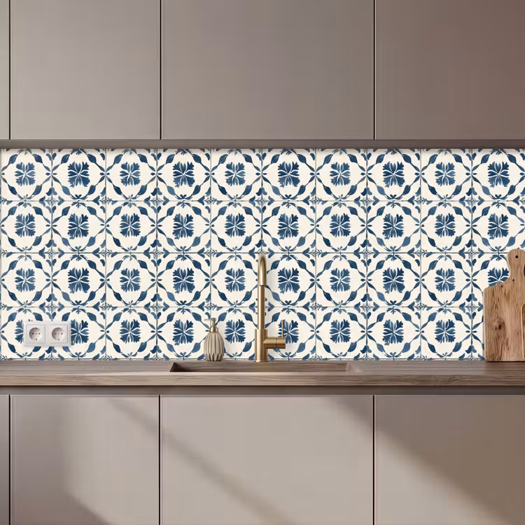 Keuken achterwand - Grafisch - Tegel - Blauw — 1