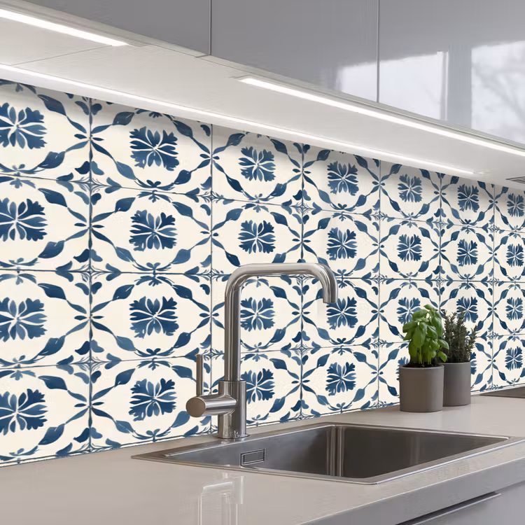 Keuken achterwand - Grafisch - Tegel - Blauw — 2