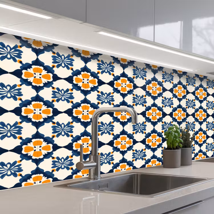 Keuken achterwand - Klassiek - Geometrisch - Blauw — 2
