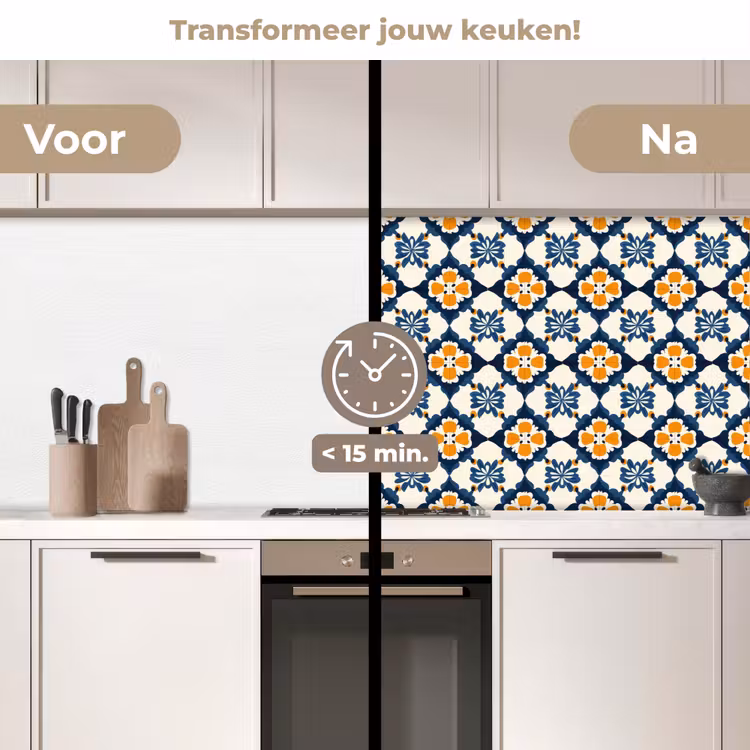 Keuken achterwand - Klassiek - Geometrisch - Blauw — 3